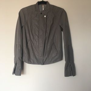 Free People Suede Moto Jacket Grey